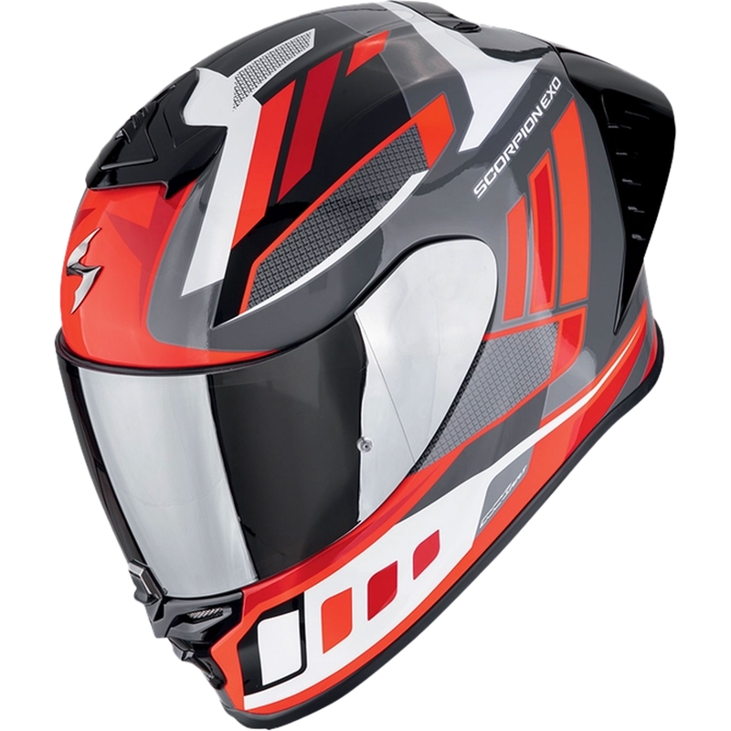 Integroitu moottoripyöräilykypärä Scorpion EXO-R1 EVO II AIR VITAL harmaa-valko-punainen
