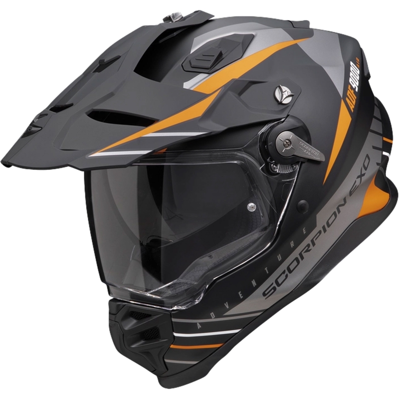 Enduro kypärä Scorpion ADF-9000 Air Feat mattamusta-hopeaoranssi