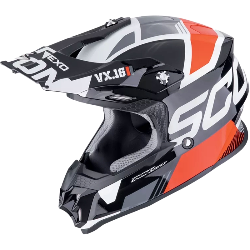 Motocross kypärä Scorpion VX-16 EVO AIR ANALOG musta-punainen