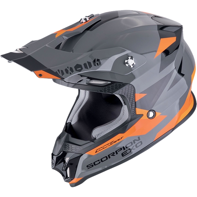 Motocross kypärä Scorpion VX-16 EVO AIR ROD harmaa-oranssi