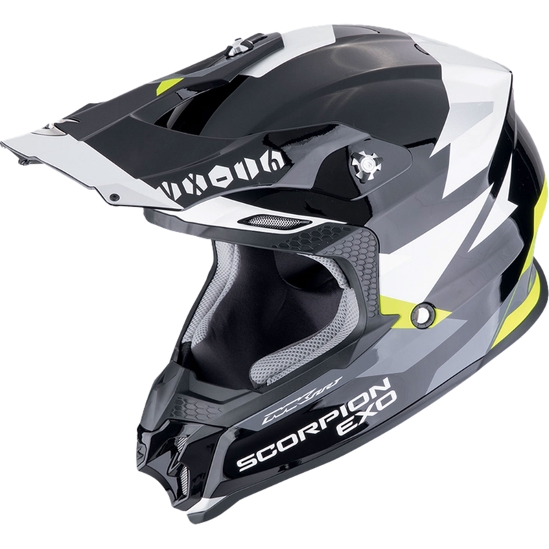 Motocross kypärä Scorpion VX-16 EVO AIR ROD musta-fluo keltainen