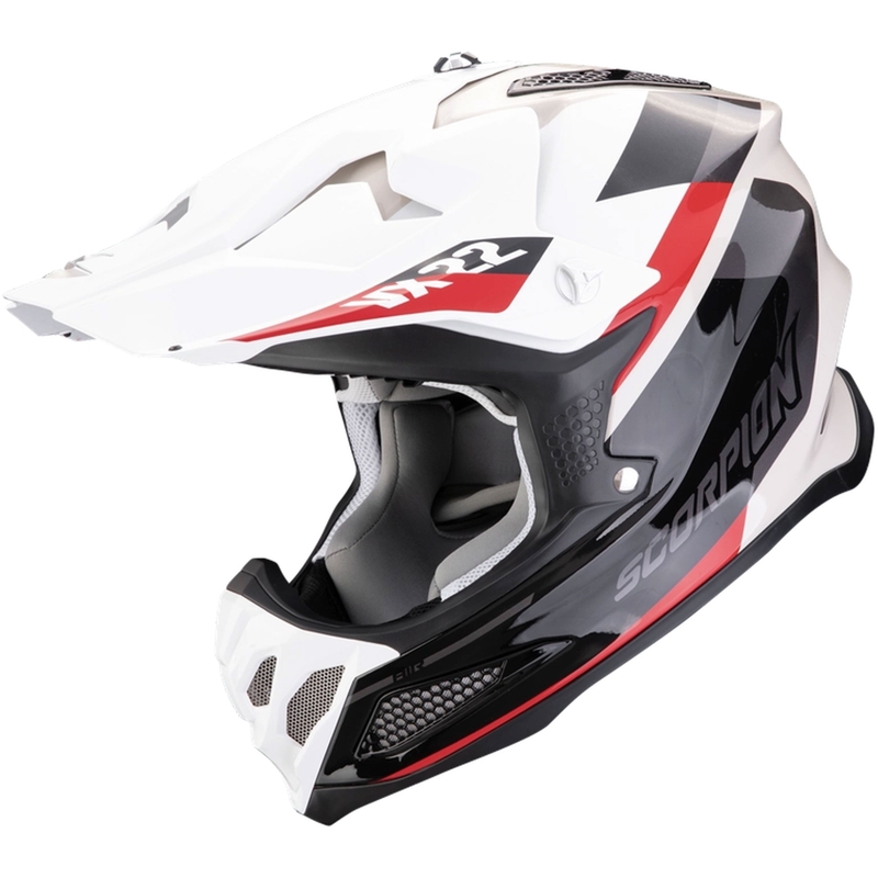 Motocross kypärä Scorpion VX-22 Air BETA musta-valko-hiekkainen kypärä