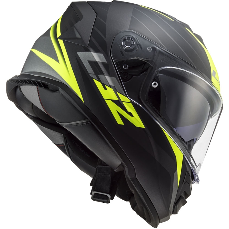 LS2 FF800 Storm II Nerve musta-fluo-keltainen integraalinen moottoripyöräilykypärä