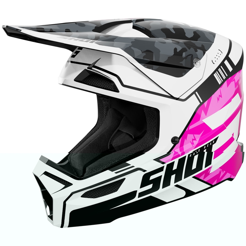 Lasten motocross kypärä Shot Furious Flash kiiltävä vaaleanpunainen