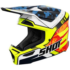 Lasten motocross kypärä Shot Furious Flash kiiltävä sininen-fluo keltainen