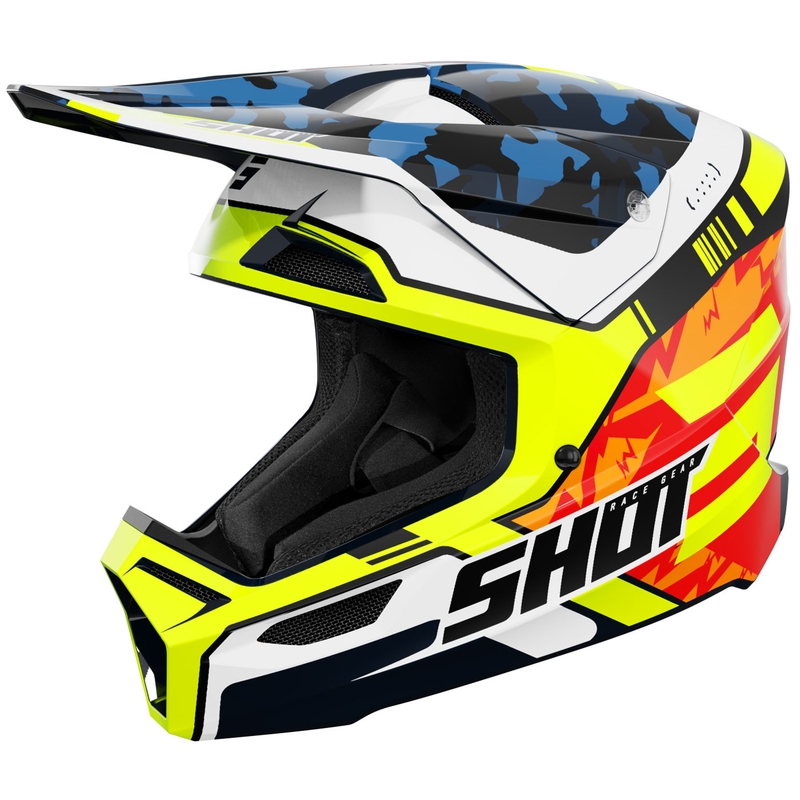 Lasten motocross kypärä Shot Furious Flash kiiltävä sininen-fluo keltainen