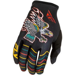 Motocross hanskat FLY Racing - USA Lite Americana musta-punainen-kultainen