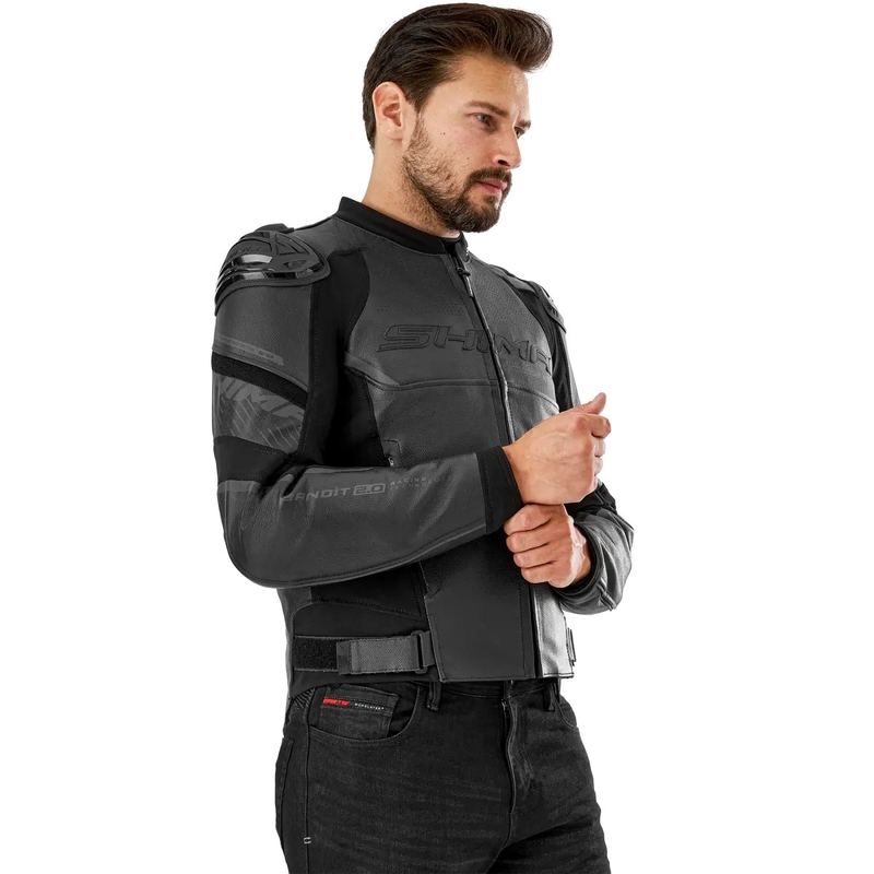 Shima Bandit 2.0 Musta nahkainen moottoripyörä takki