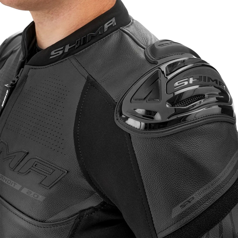 Shima Bandit 2.0 Musta nahkainen moottoripyörä takki