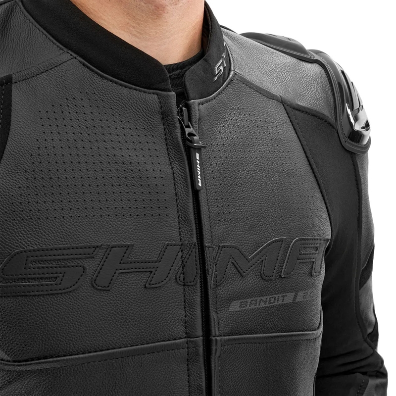 Shima Bandit 2.0 Musta nahkainen moottoripyörä takki