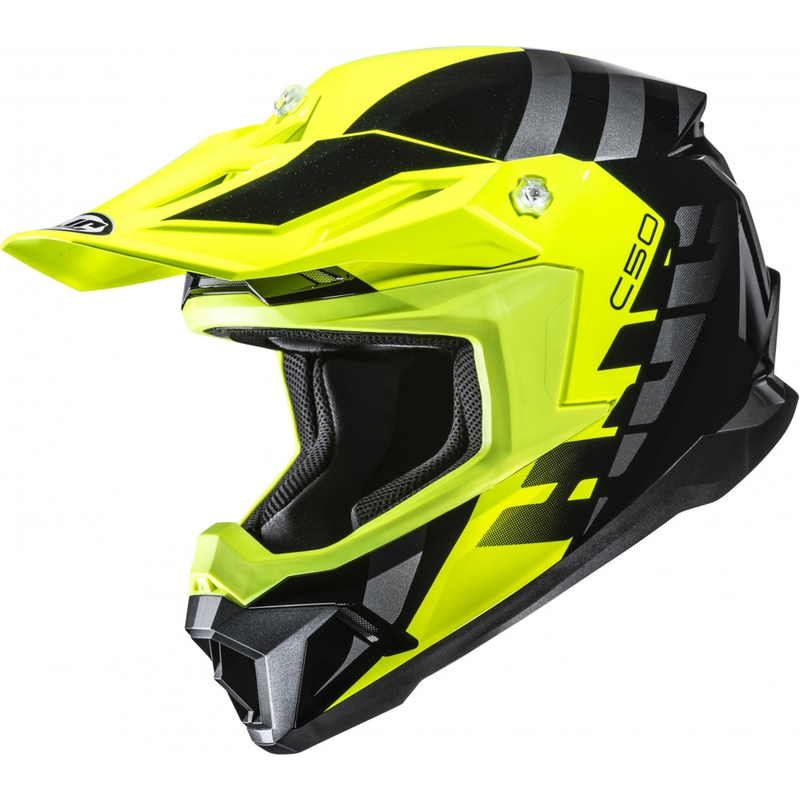 Motocross-kypärä HJC C50 Mirage MC3H musta-fluo-kelta-harmaa