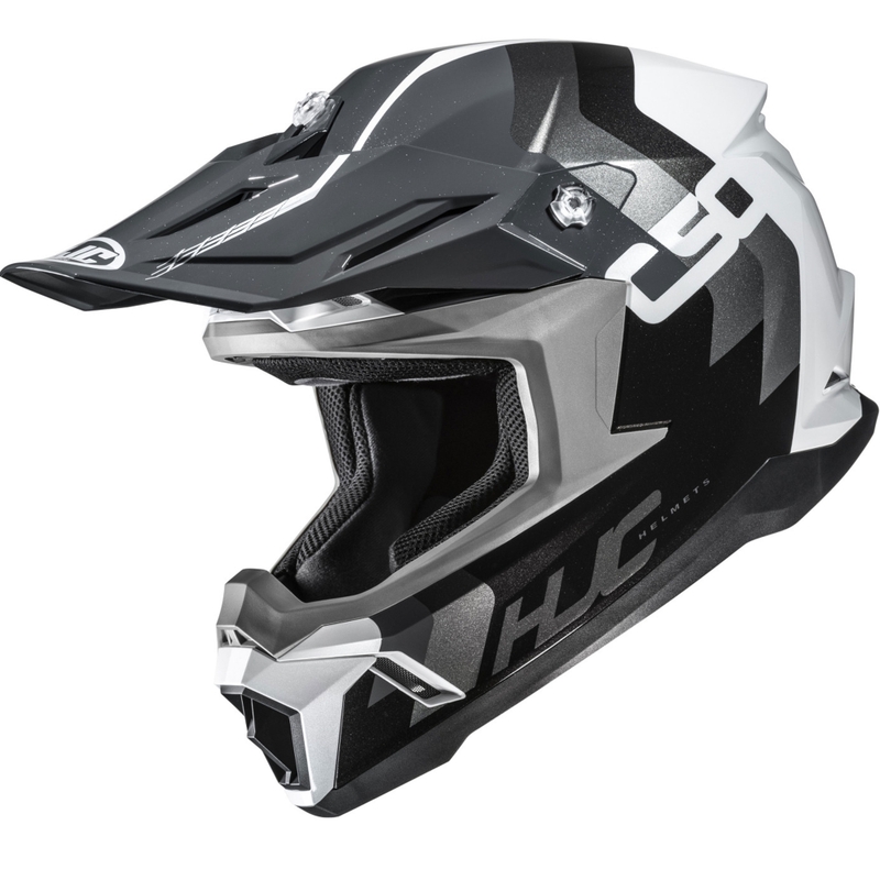 Motocross-kypärä HJC C50 Primal MC5 musta-harmaa-valkoinen