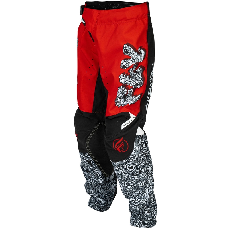 Lasten motocross housut FLY Racing - USA Kinetic Mutant punainen, valkoinen ja musta.