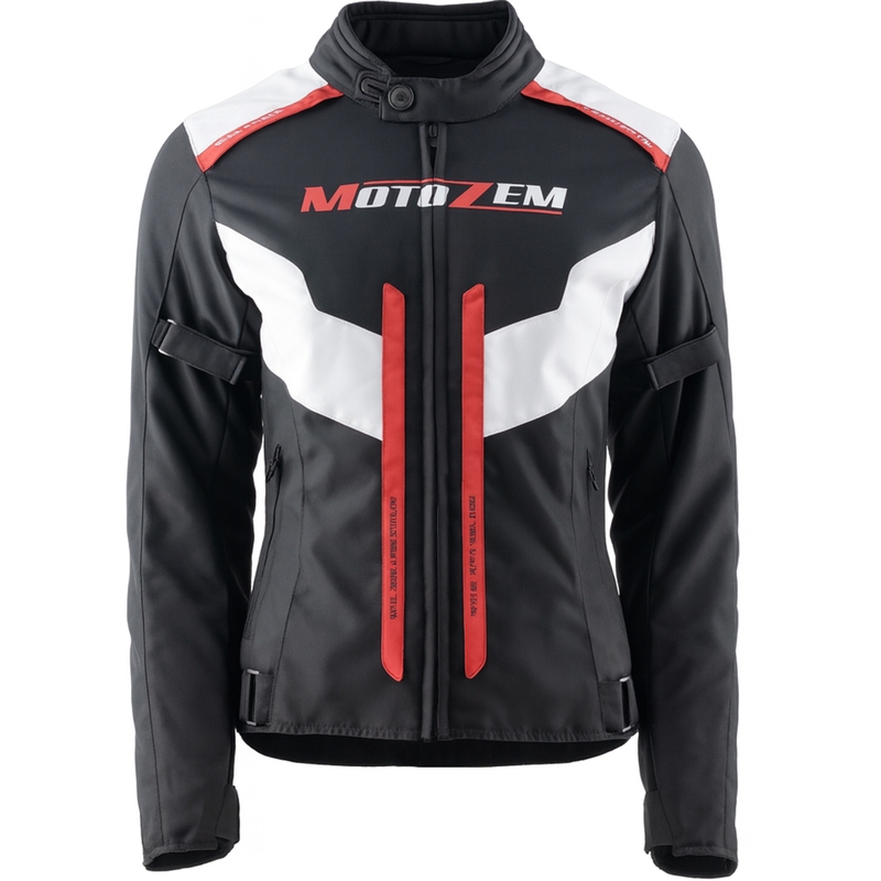 Naisten moottoripyörätakki Motozem Team 2 musta-valkoinen