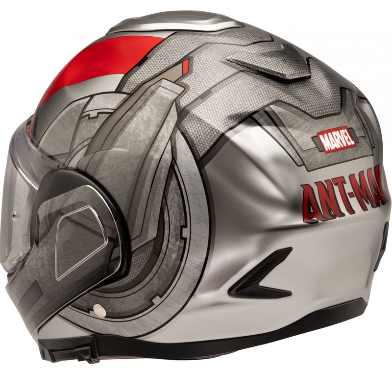 HJC F100 Ant-Man Marvel MC1 harmaa-punainen flip-up moottoripyöräilykypärä