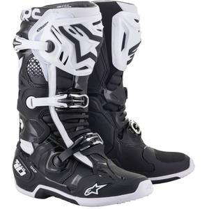 Alpinestars Tech 10 mustavalkoiset moottoripyöräsaappaat