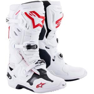 Alpinestars Tech 10 Supervented Moottoripyöräsaappaat Rei'itetty Valkoinen, Punainen ja Musta
