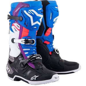 Alpinestars Tech 10 Supervented Perforoitu Sininen-Lilanpunainen-Pinkki-Valkoinen-Harmaa-Musta Moottoripyöräilykengät