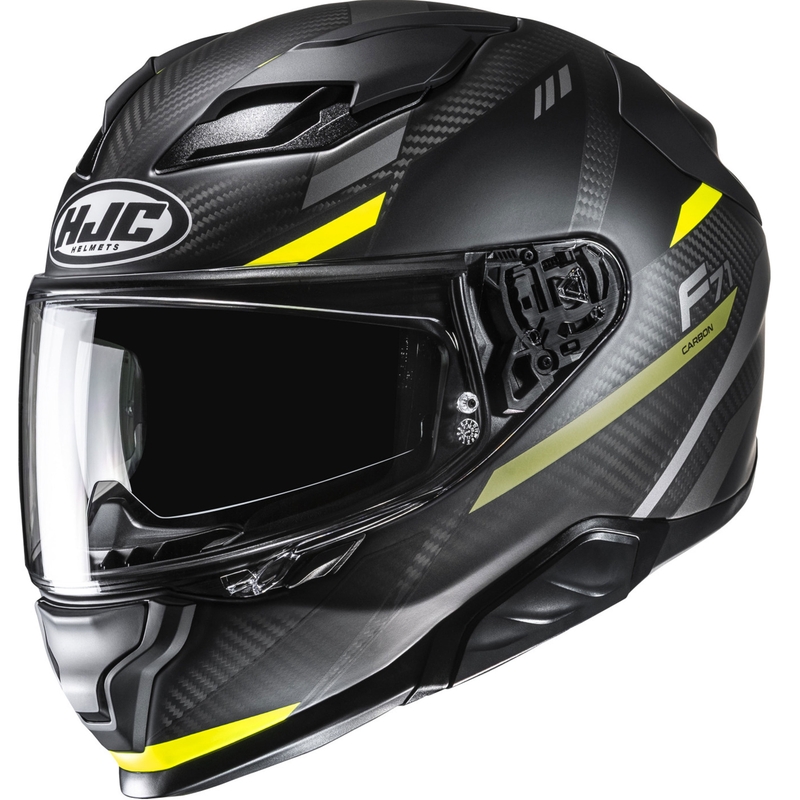 Integroitu moottoripyöräilykypärä HJC F71 CARBON Esira MC3HSF musta-fluo keltainen