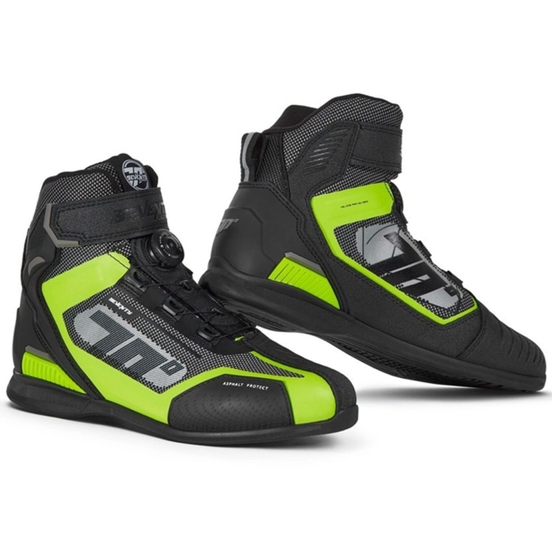 Moottoripyöräsaappaat SEVENTY DEGREES SD-BR3 Veloce PRO musta-fluo keltainen