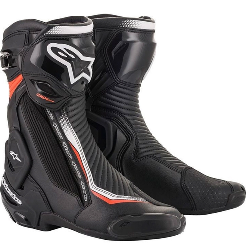 Alpinestars SMX Plus 2 musta-valkoinen-fluo-punainen moottoripyörä saappaat