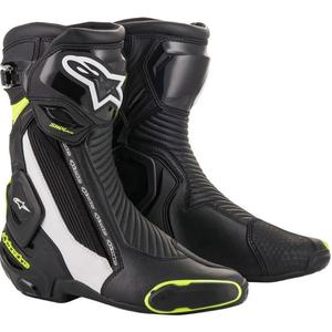 Alpinestars SMX Plus 2 musta-valkoinen-fluo keltainen moottoripyörä saappaat