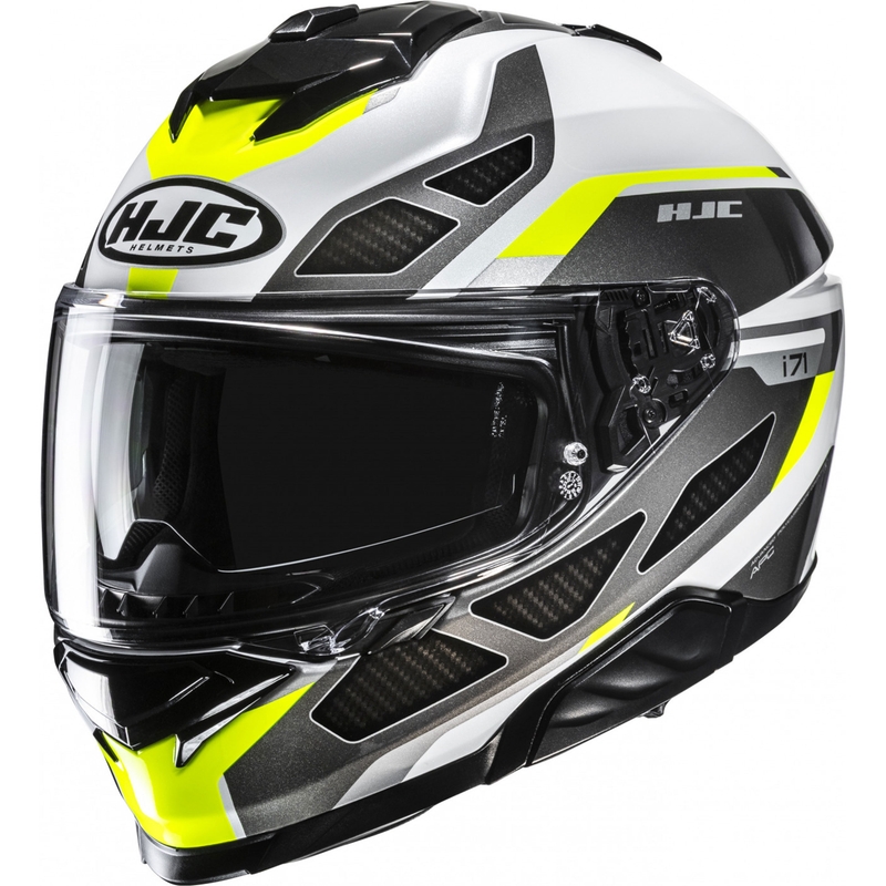 HJC i71 Zest MC3H musta-valkoinen-fluo-keltainen integraalinen moottoripyöräilykypärä