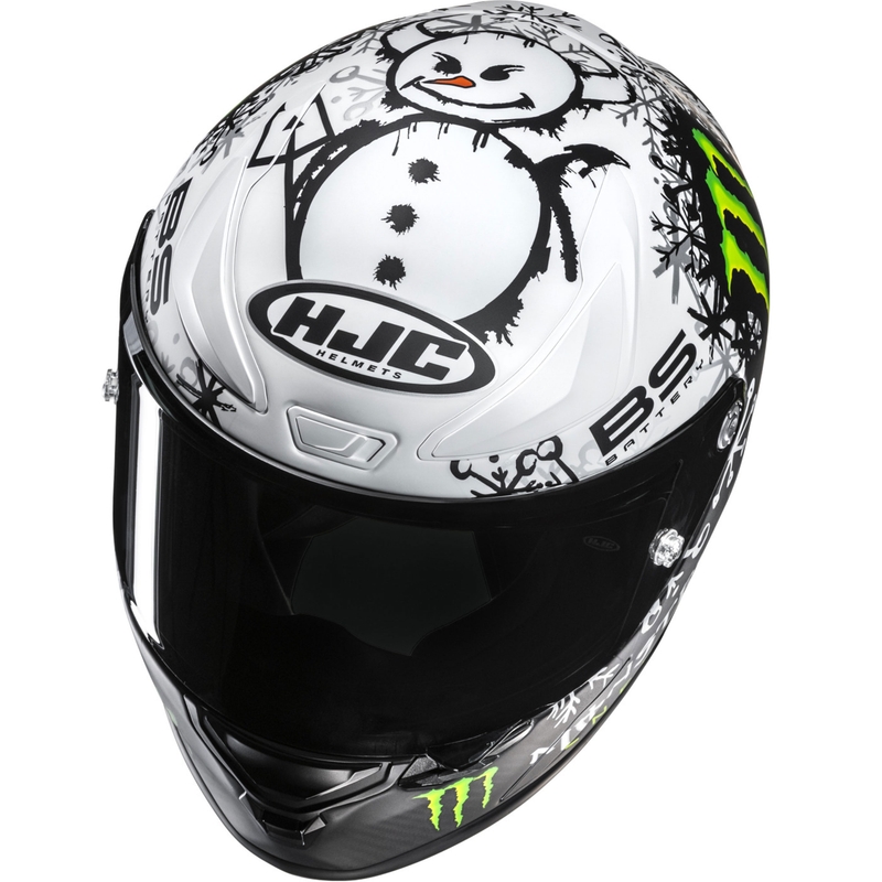 Integroitu moottoripyöräilykypärä HJC RPHA 1 V2 CARBON Snow Diablo MC10SF musta ja valkoinen
