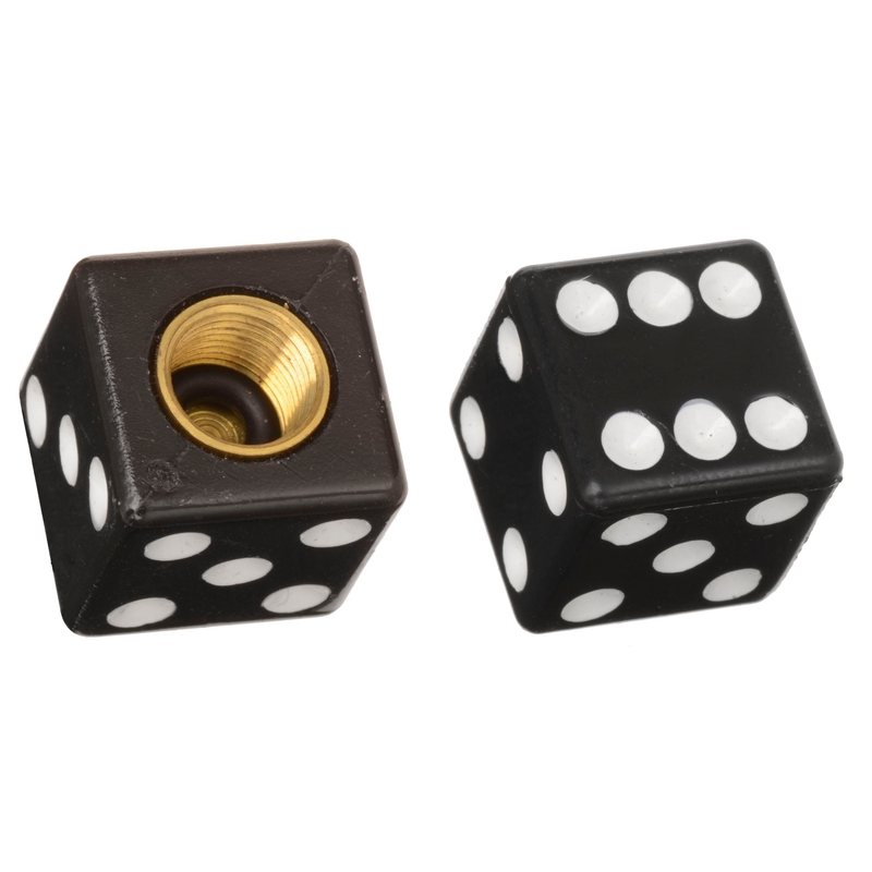 Oxford Lucky Dice mustat venttiilikorkit