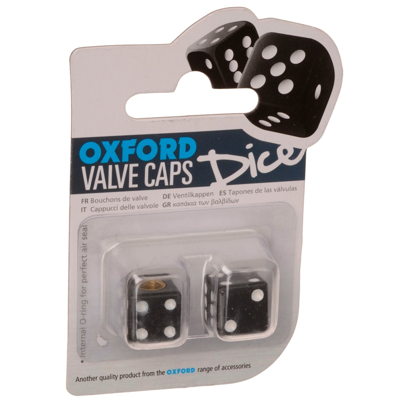 Oxford Lucky Dice mustat venttiilikorkit