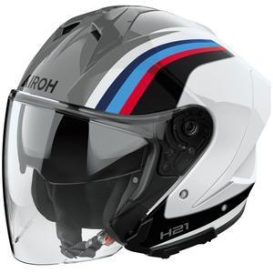 Avoin moottoripyöräilykypärä Airoh H21 Arrow kiiltävä harmaa ja valkoinen