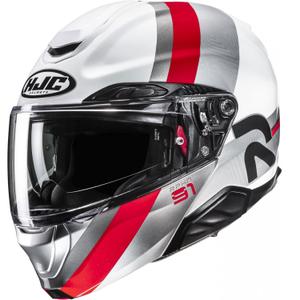 Flip-up moottoripyöräilykypärä HJC RPHA 91 Fensh MC1 valkoinen-hopea-punainen