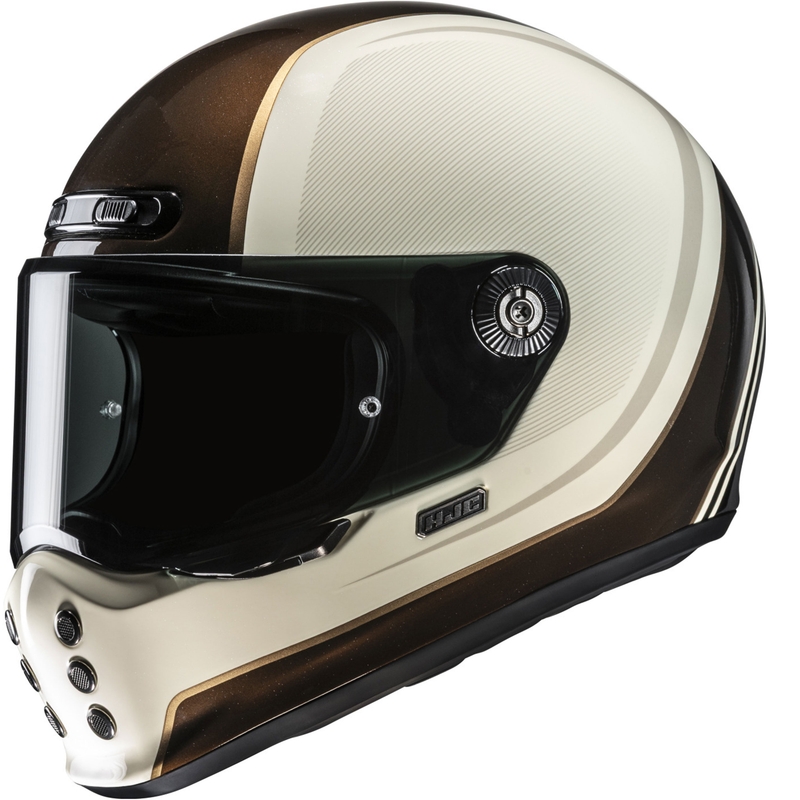Integroitu moottoripyöräkypärä HJC V10 Hodu MC9 beige-ruskea