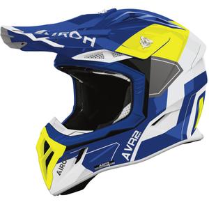 Motocross kypärä Airoh Aviator ACE 2 Shield kiiltävä sini-keltainen