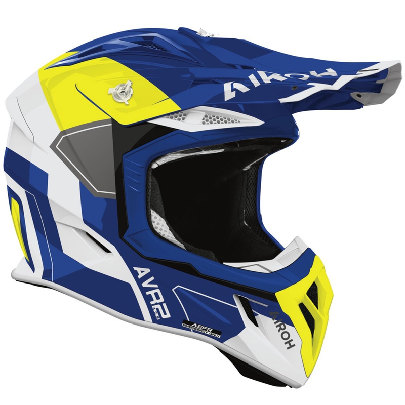 Motocross kypärä Airoh Aviator ACE 2 Shield kiiltävä sini-keltainen