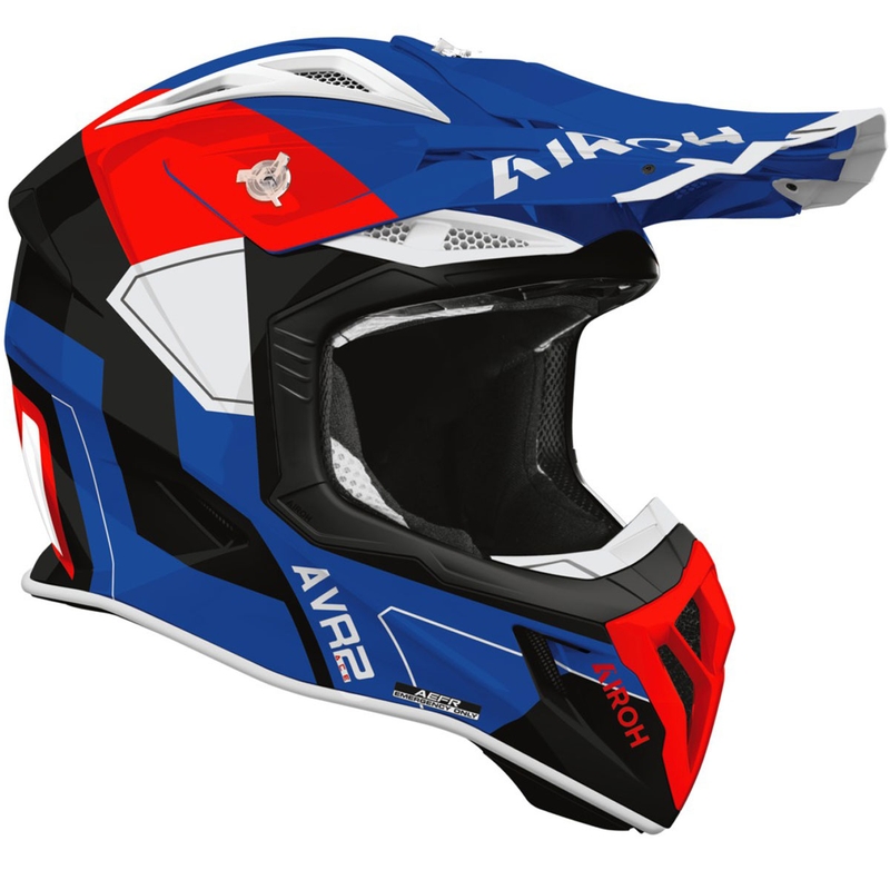 Motocross kypärä Airoh Aviator ACE 2 Shield kiiltävä sininen-punainen