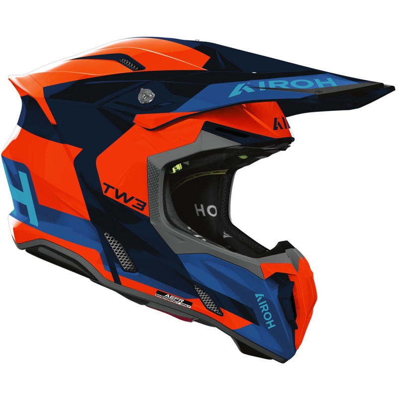 Motocross kypärä Airoh Twist 3 Fancy kiiltävä fluo-oranssi-sininen