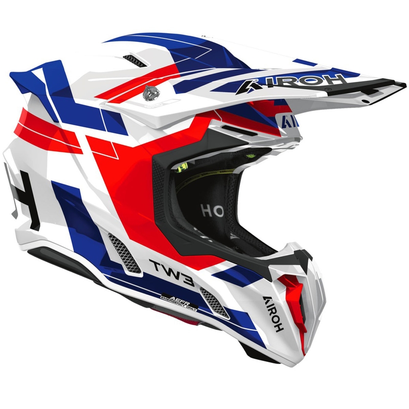 Motocross kypärä Airoh Twist 3 Dynasty kiiltävä sinipunainen - punainen