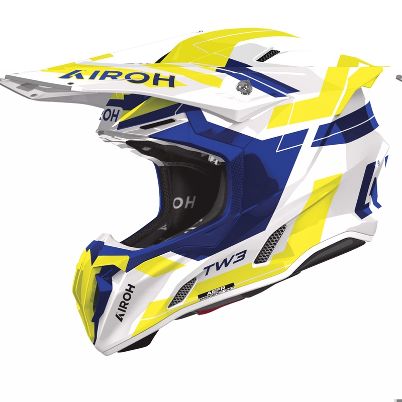 Motocross kypärä Airoh Twist 3 Dynasty kiiltävä sininen-fluo keltainen