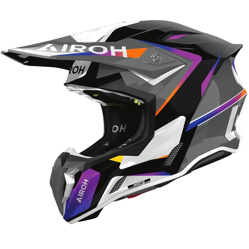 Motocross kypärä Airoh Twist 3 Hustle kiiltävä harmaa-violetti