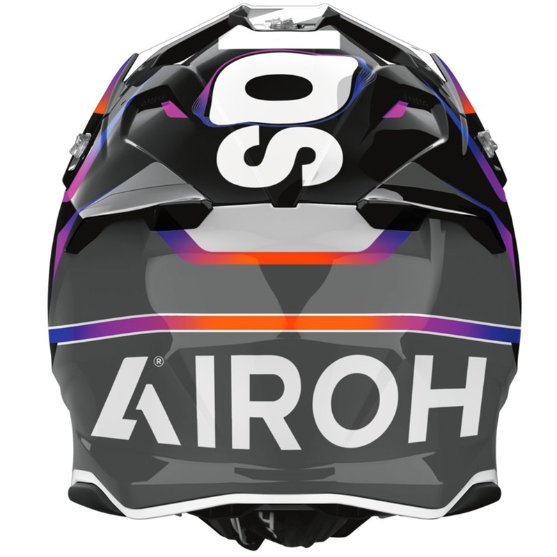 Motocross kypärä Airoh Twist 3 Hustle kiiltävä harmaa-violetti