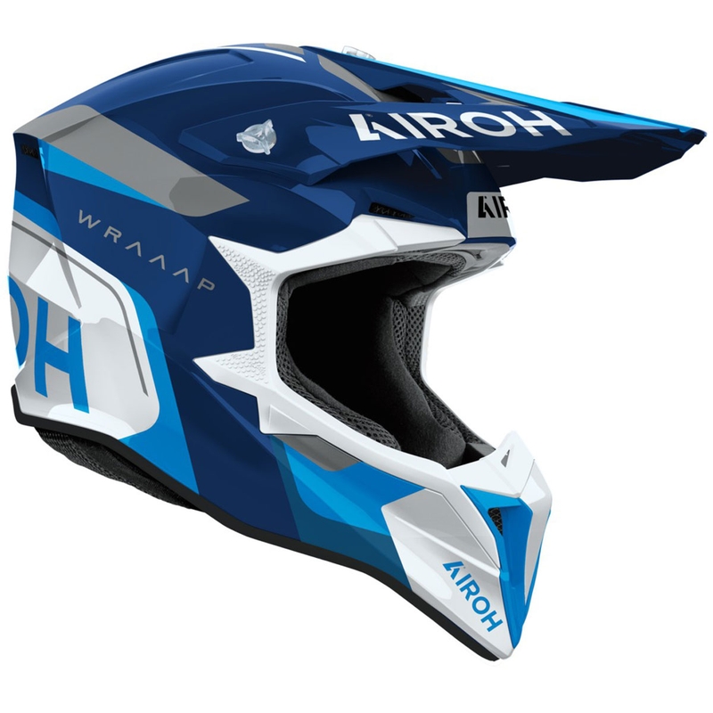 Motocross kypärä Airoh Wraaap Conquer kiiltävä sininen