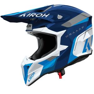 Motocross kypärä Airoh Wraaap Conquer kiiltävä sininen