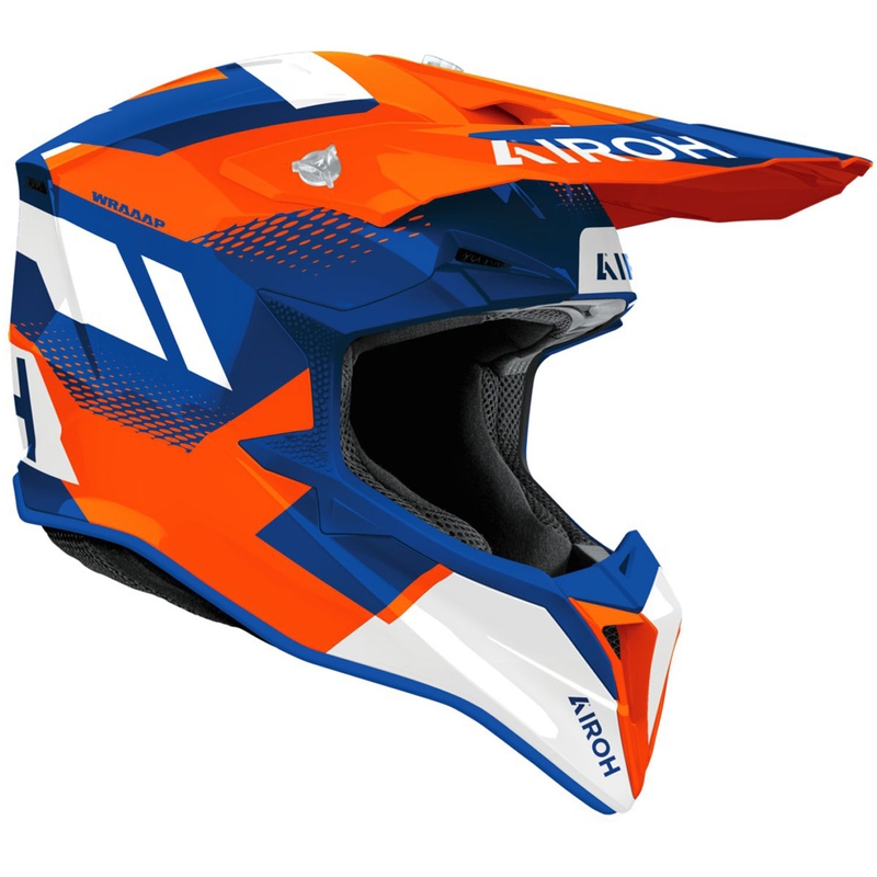 Motocross kypärä Airoh Wraaap Vision kiiltävä oranssi-sininen