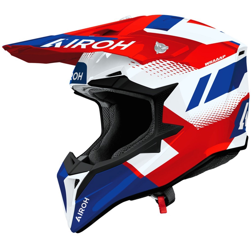 Motocross kypärä Airoh Wraaap Vision kiiltävä punainen-sininen