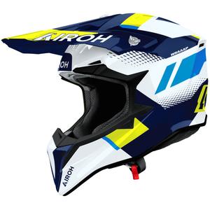 Motocross kypärä Airoh Wraaap Vision kiiltävä keltainen-sininen
