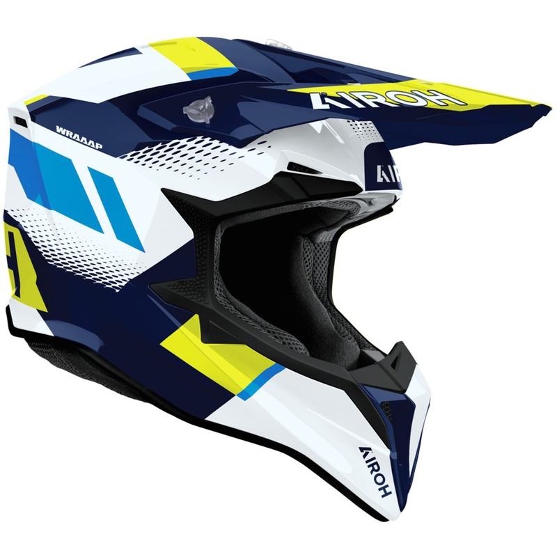 Motocross kypärä Airoh Wraaap Vision kiiltävä keltainen-sininen