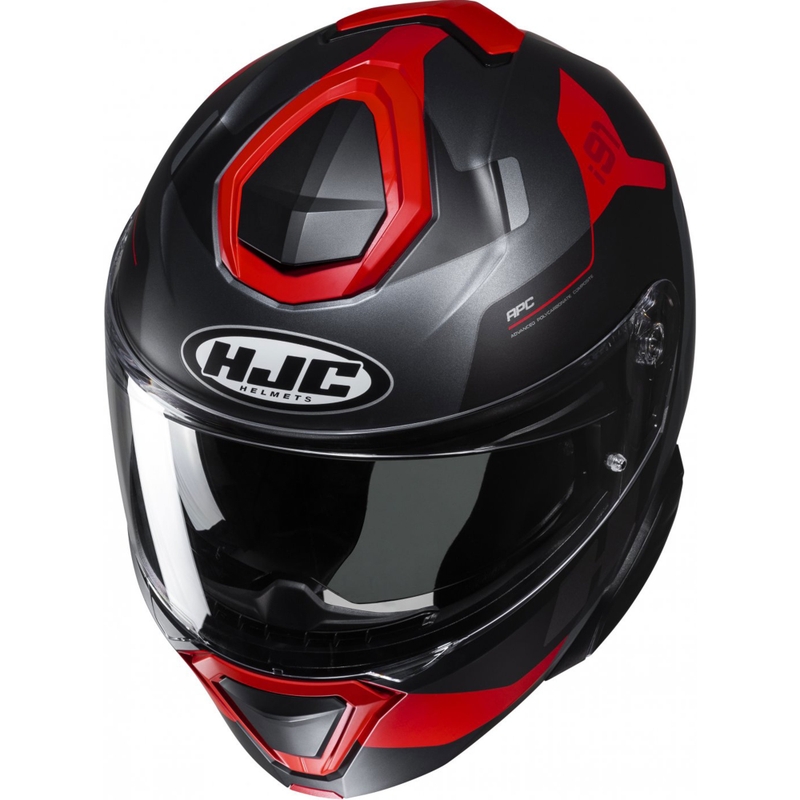 HJC i91 Carst musta-harmaa-punainen flip-up moottoripyöräkypärä