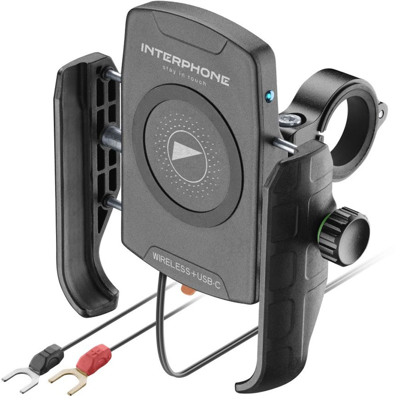 Interphone Crab -puhelimen pidike langattomalla latauksella ja USB-C:llä musta