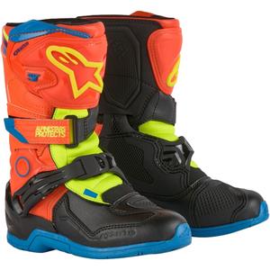 Alpinestars Tech 3S Kids fluo-oranssi-sininen-fluokelta-musta moottoripyöräsaappaat